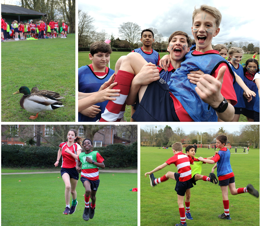 Students competing in cross country