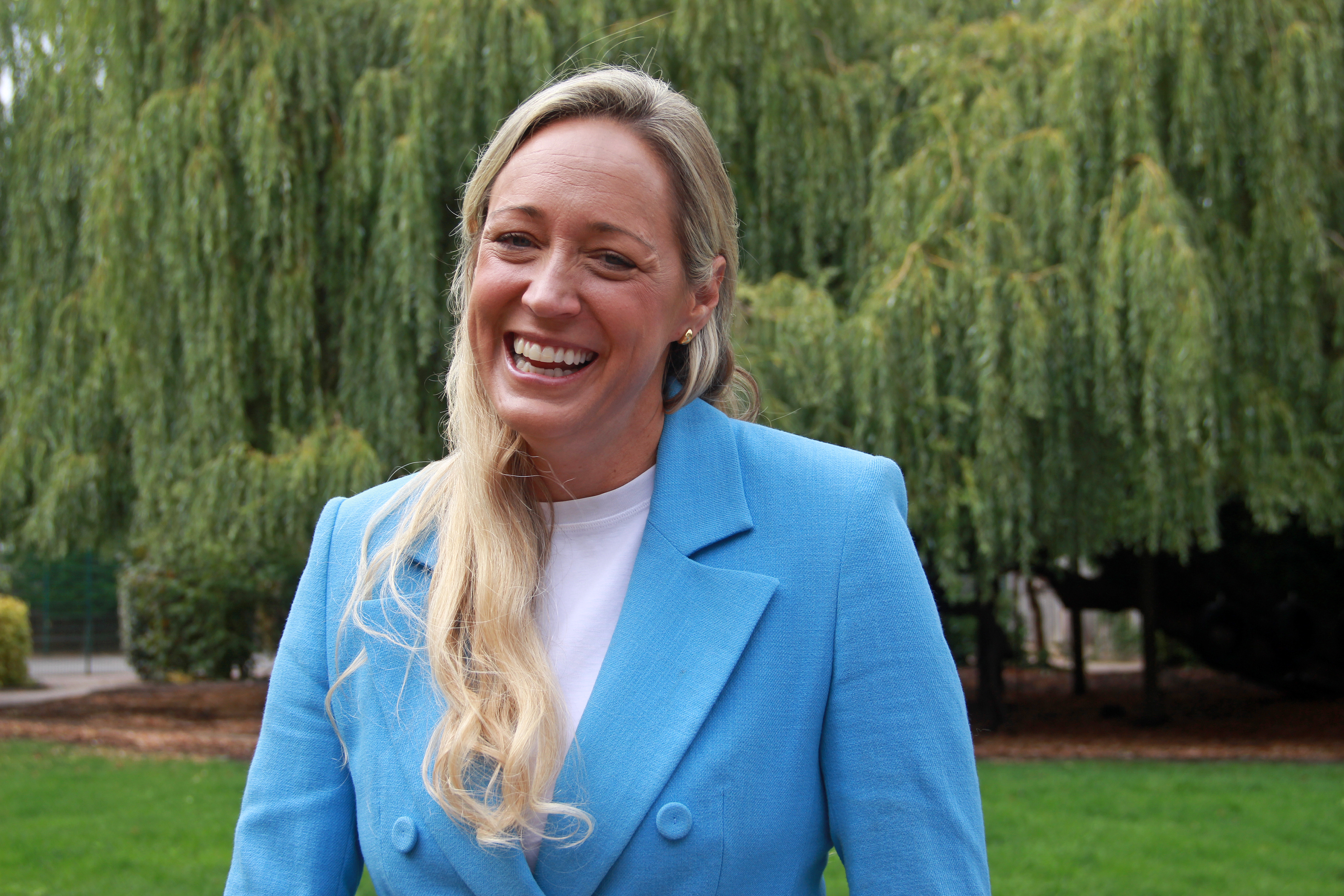 woman smiling in garden