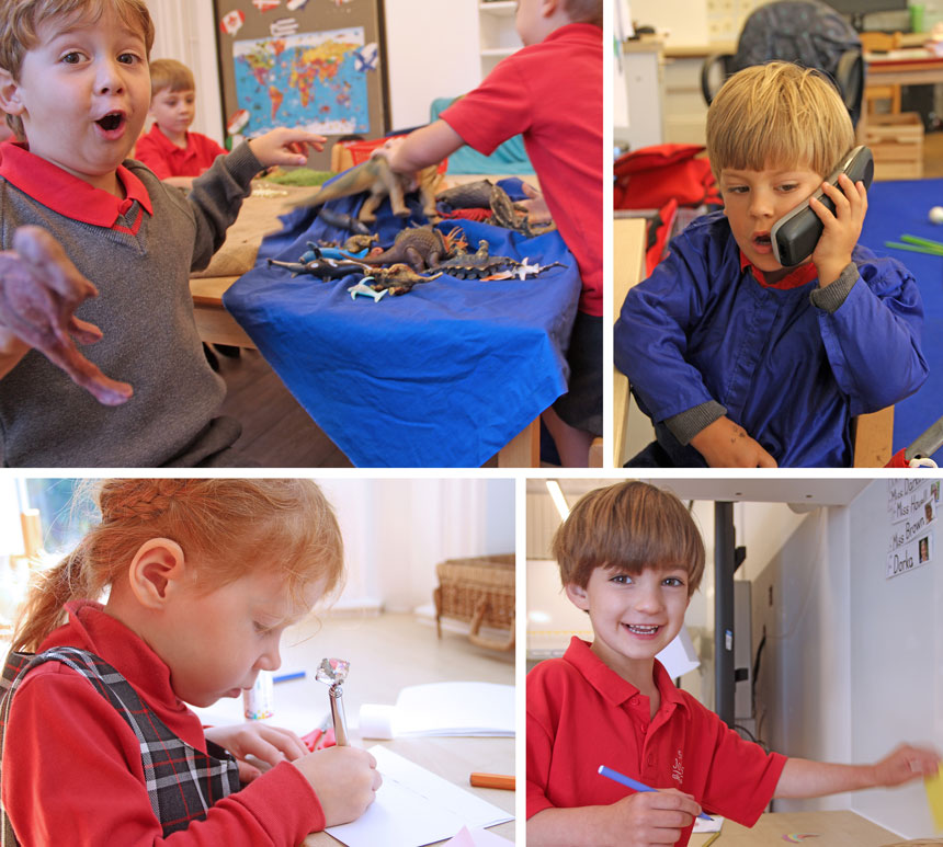 4 photos of children playing
