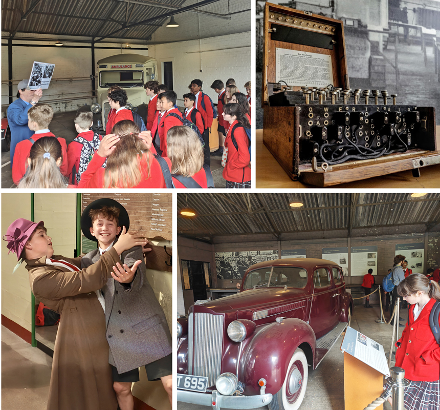children looking around the bletchley park museum