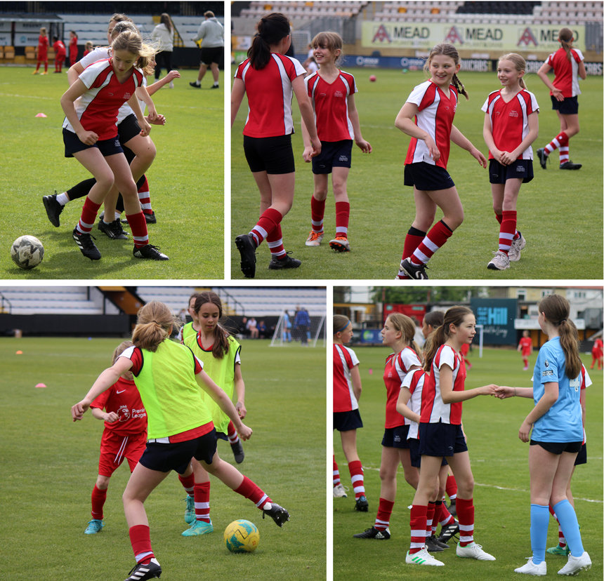 girls competing at football tournament