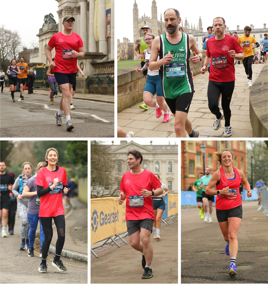marathon runners running through cambridge