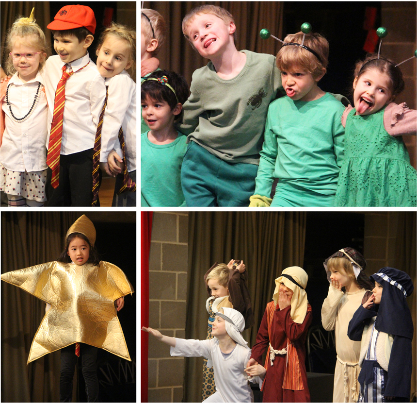 children performing on the stage a nativity play