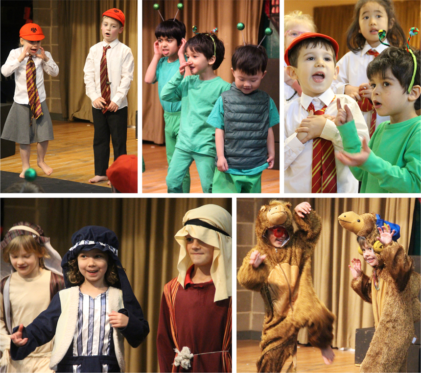 children performing on the stage a nativity play