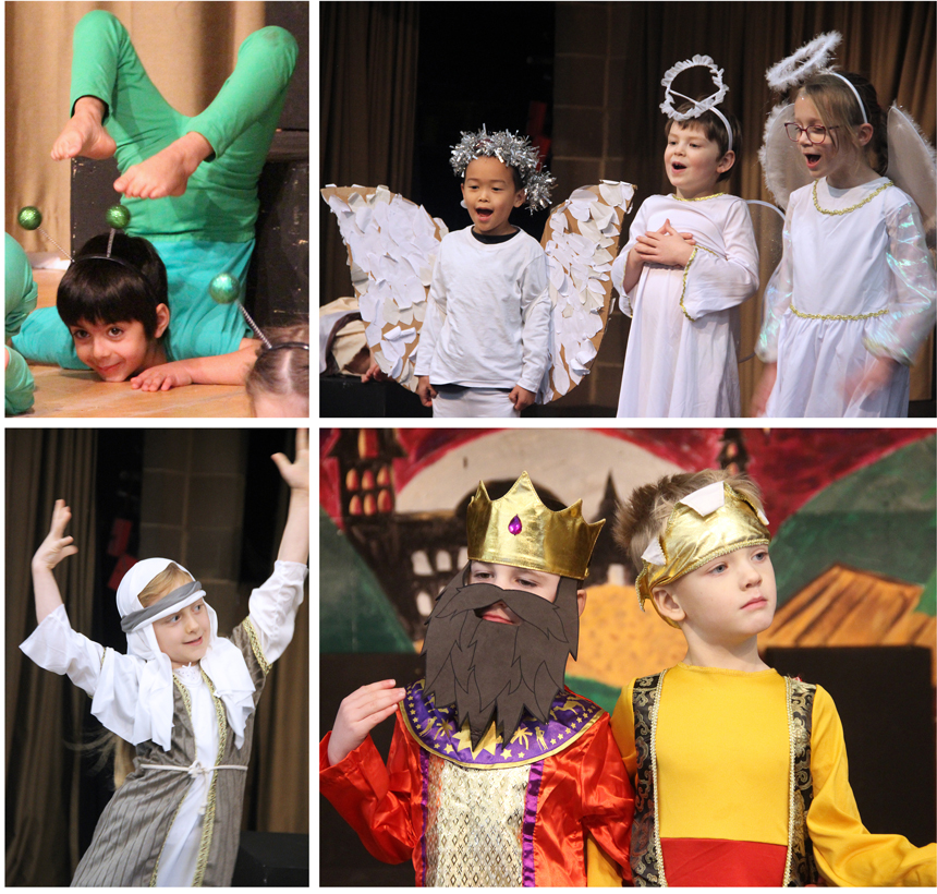 children performing on the stage a nativity play