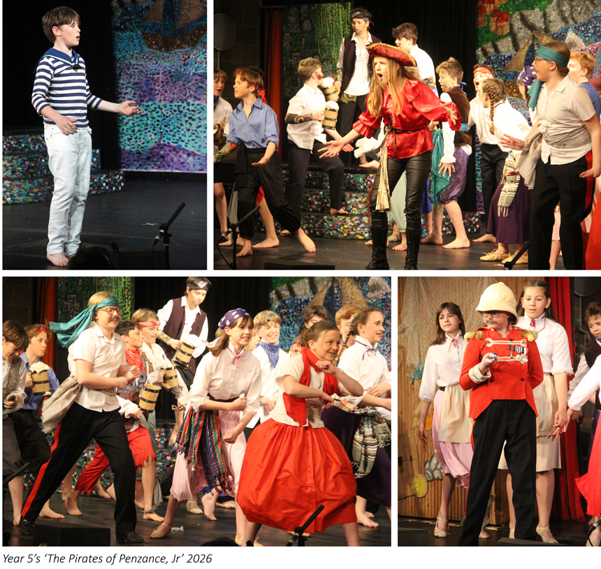 children acting on stage in costumes