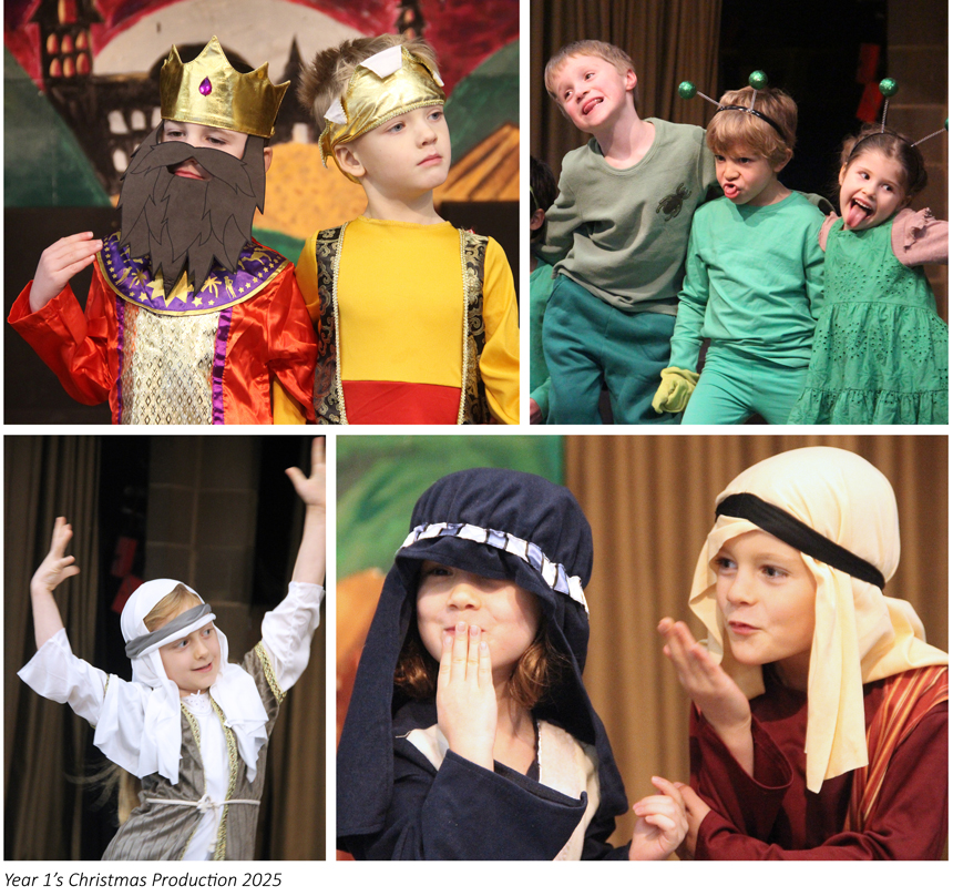 children dressed in costume acting on stage