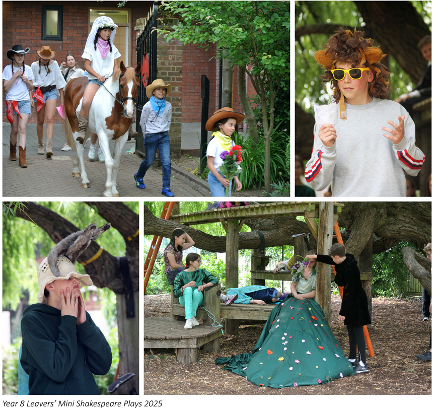 children dressed in costume acting under a tree