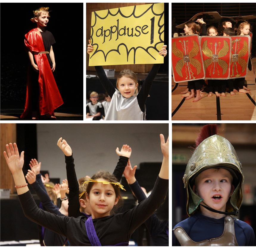 children performing a roman play