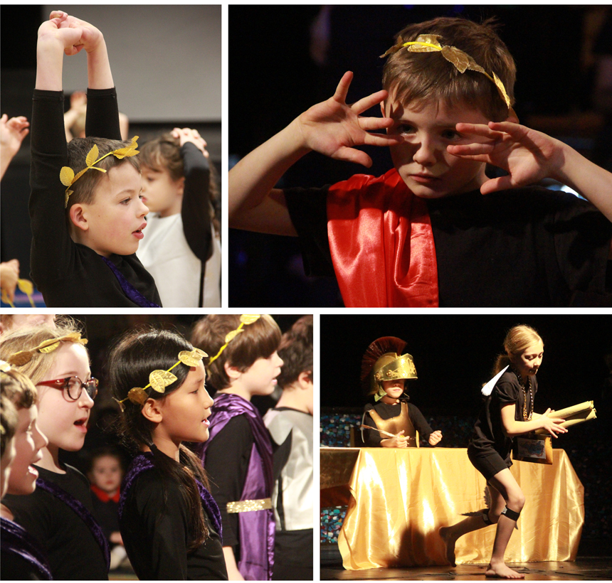 children performing a roman play