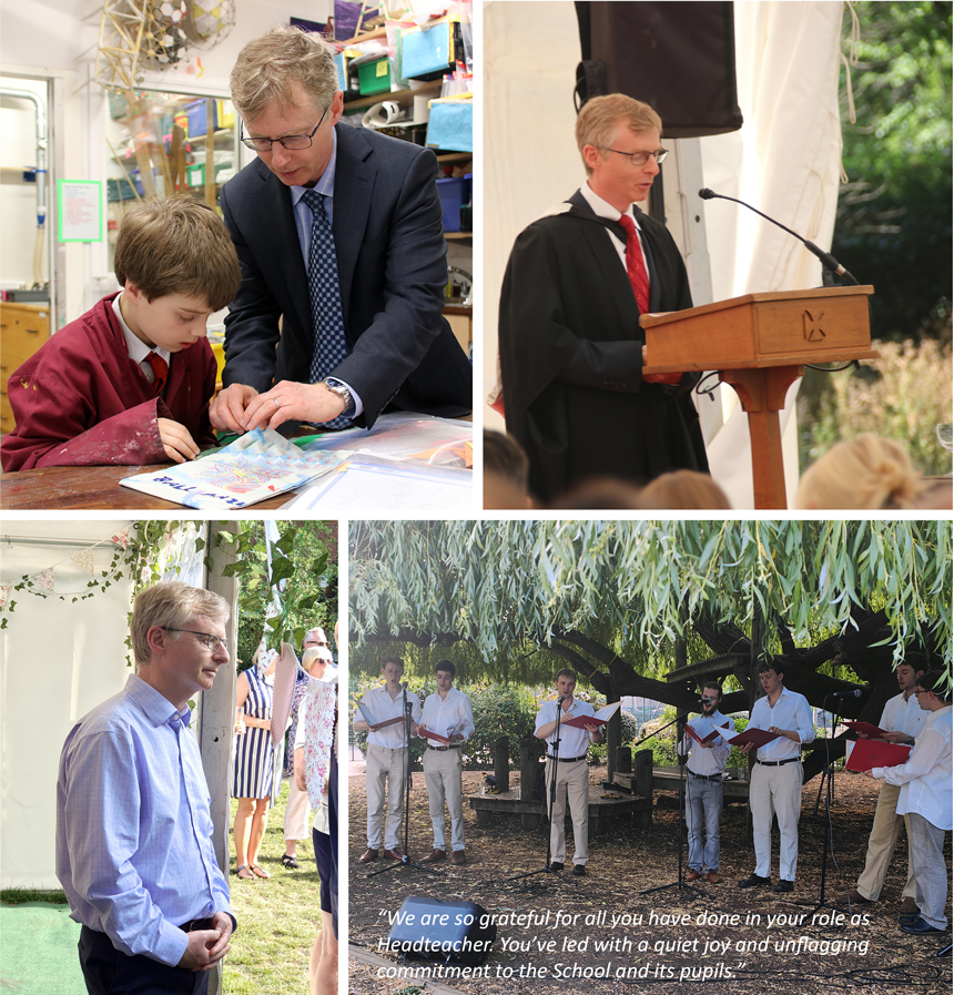 headmaster interacting with children