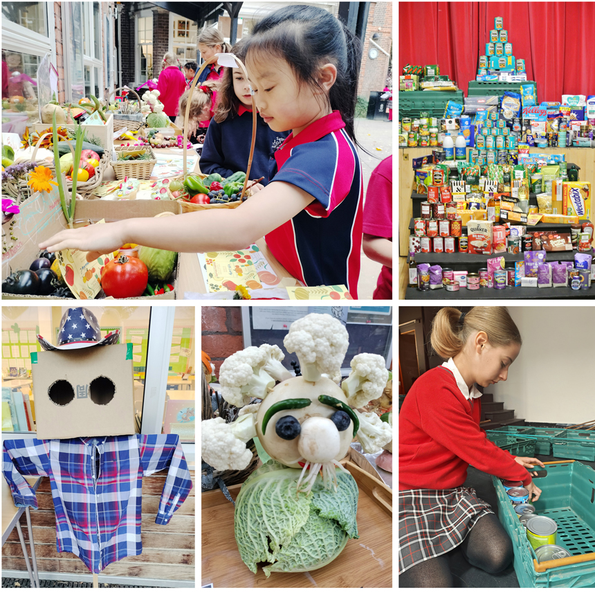 children looking at harvest produce