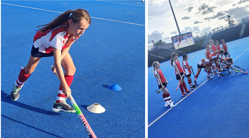 girls playing hockey