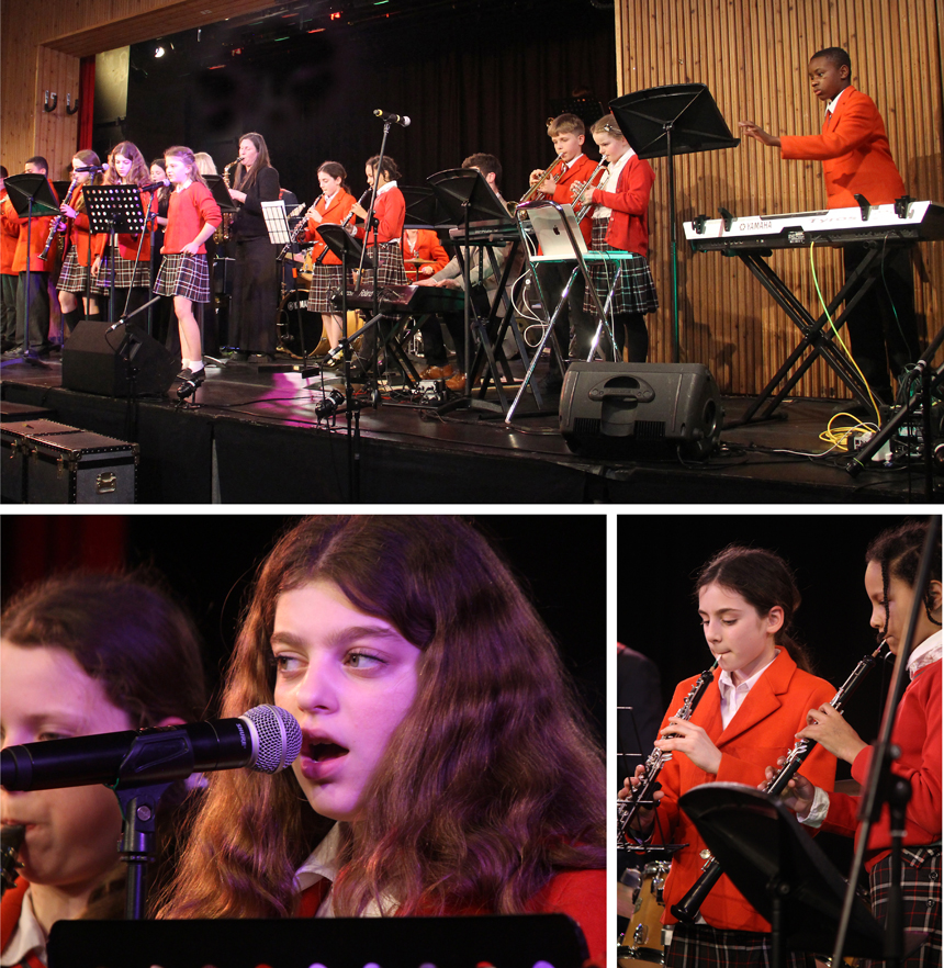 children singing on the stage