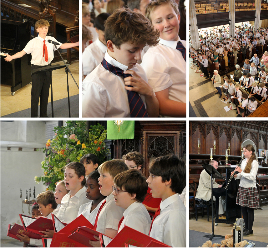 children attending a service in a church