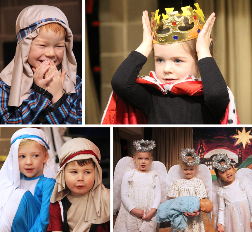 children performing a nativity on stage
