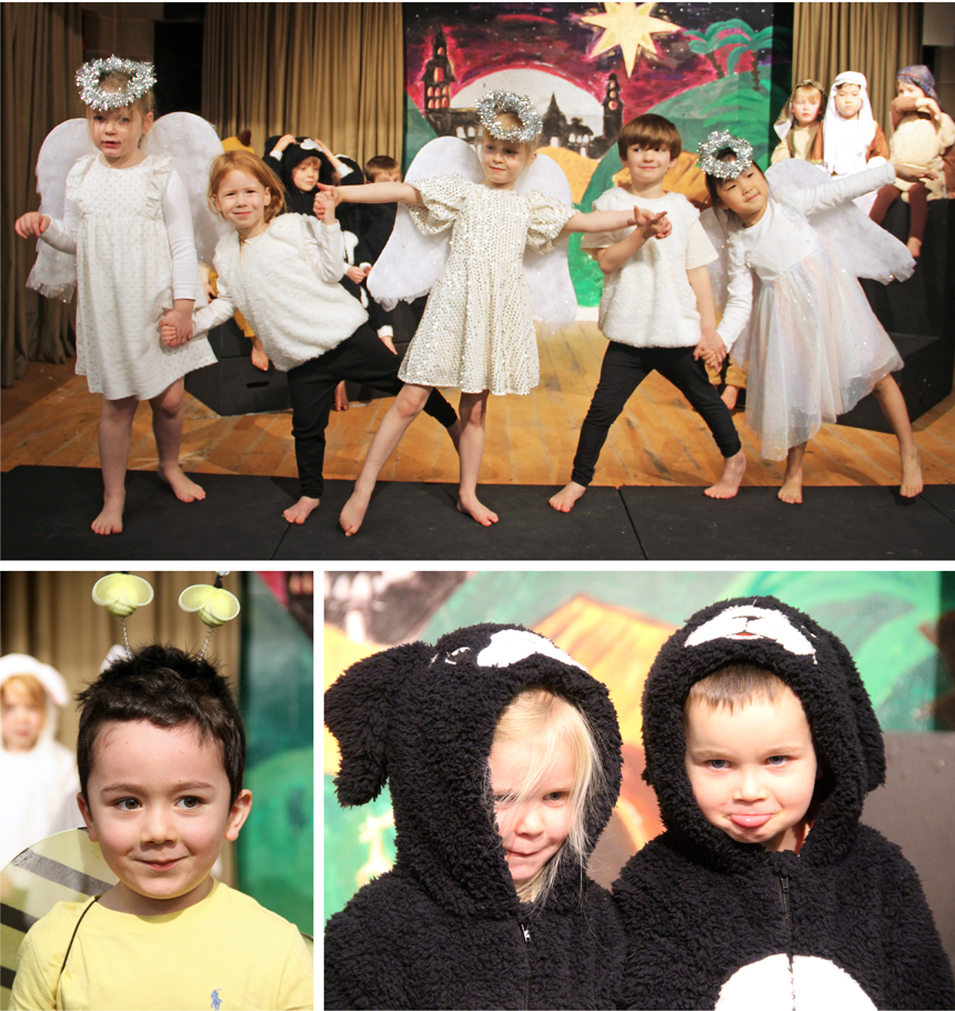 children performing a nativity on stage