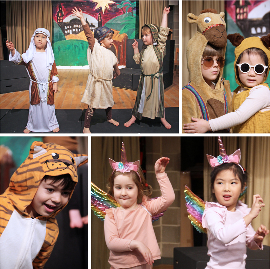 children performing a nativity on stage