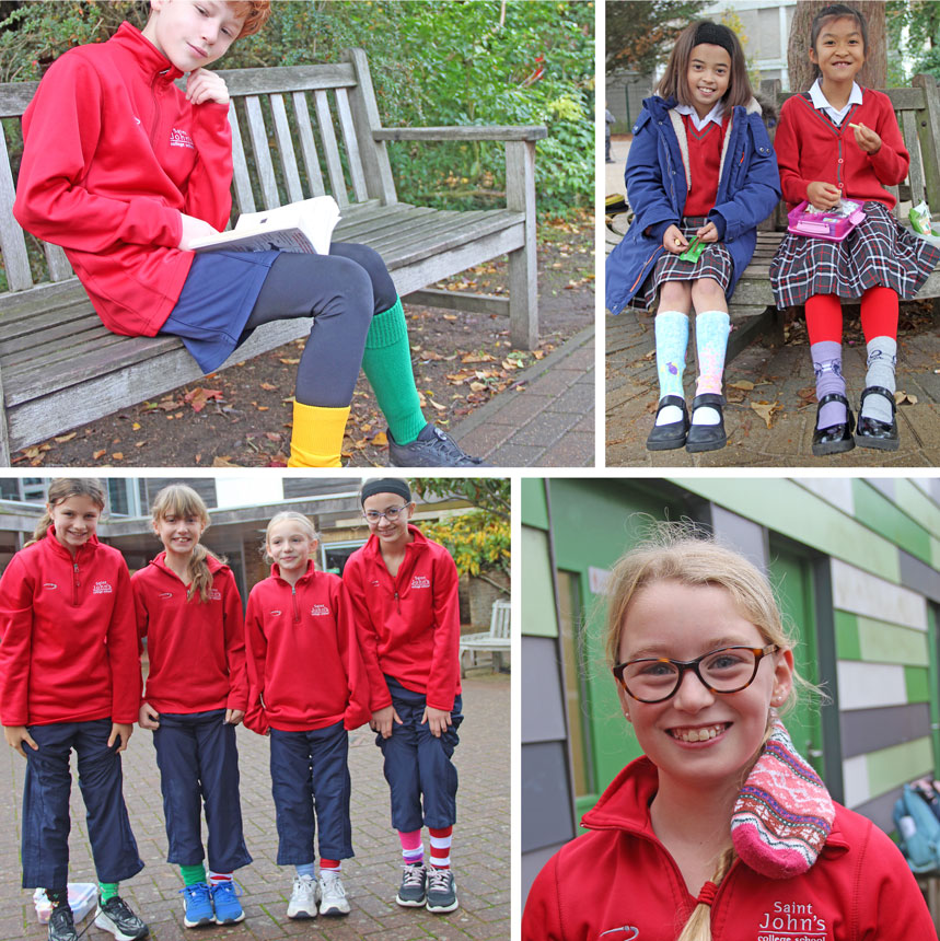 4 photos of children's socks