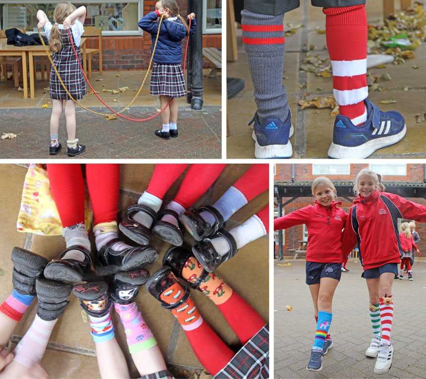 4 photos of children's socks
