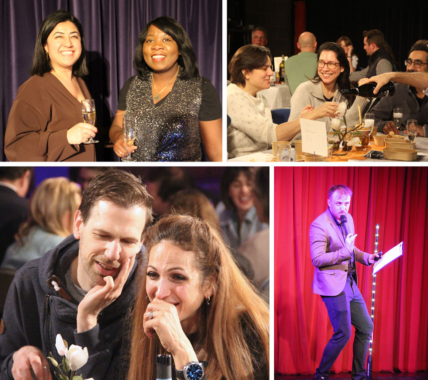 4 pictures of people enjoying a quiz