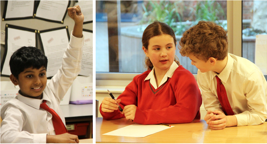 children having a debate in a classroom