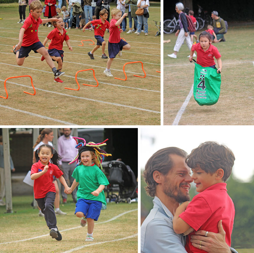 4 photos of children at Sports Day
