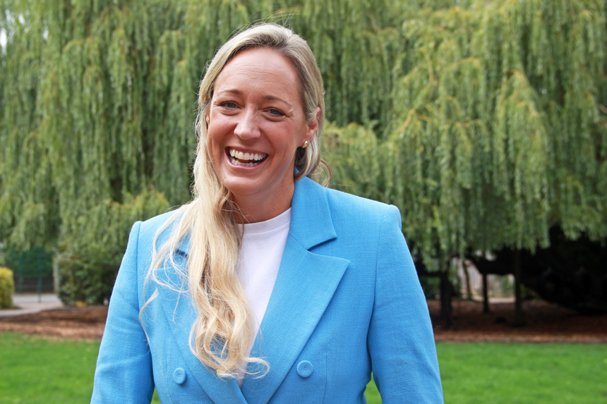 woman smiling in garden