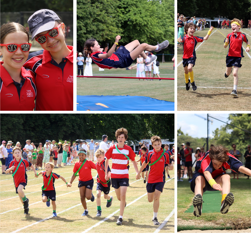 children on field doing sports day