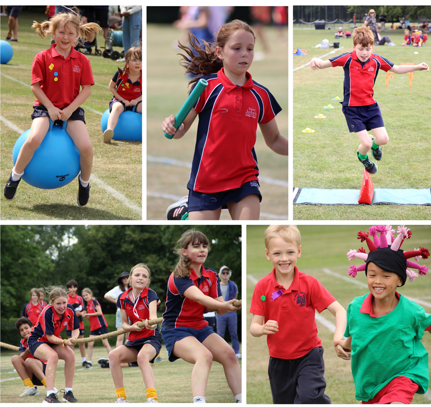 children on field doing sports day