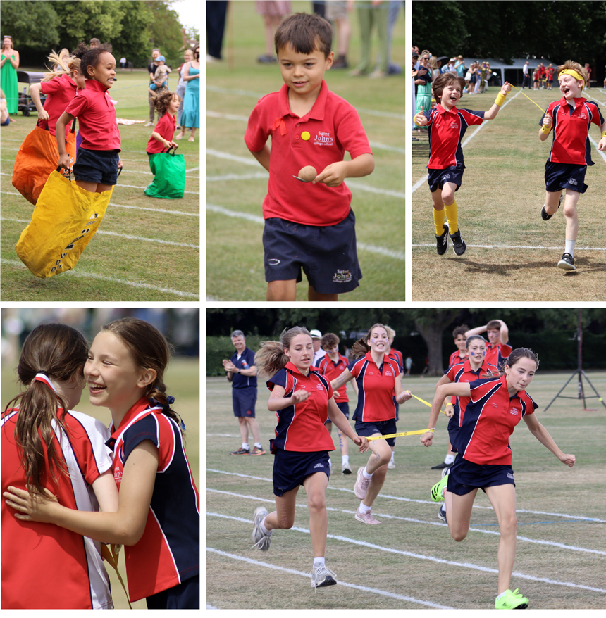 children on field doing sports day