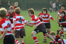 Students playing rugby