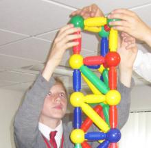 Student completing experiment