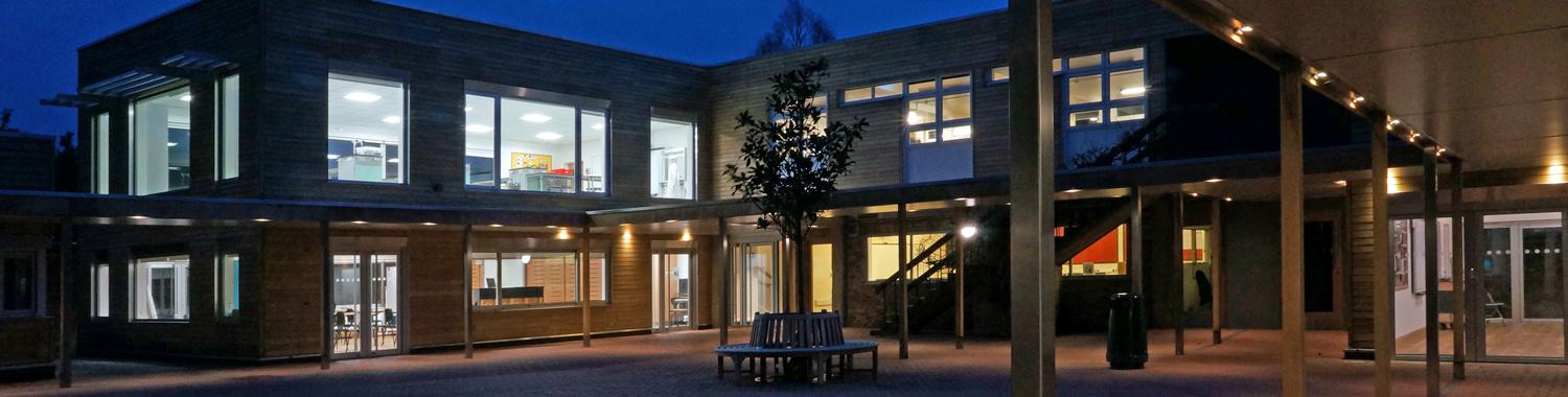 Exterior building shot at night